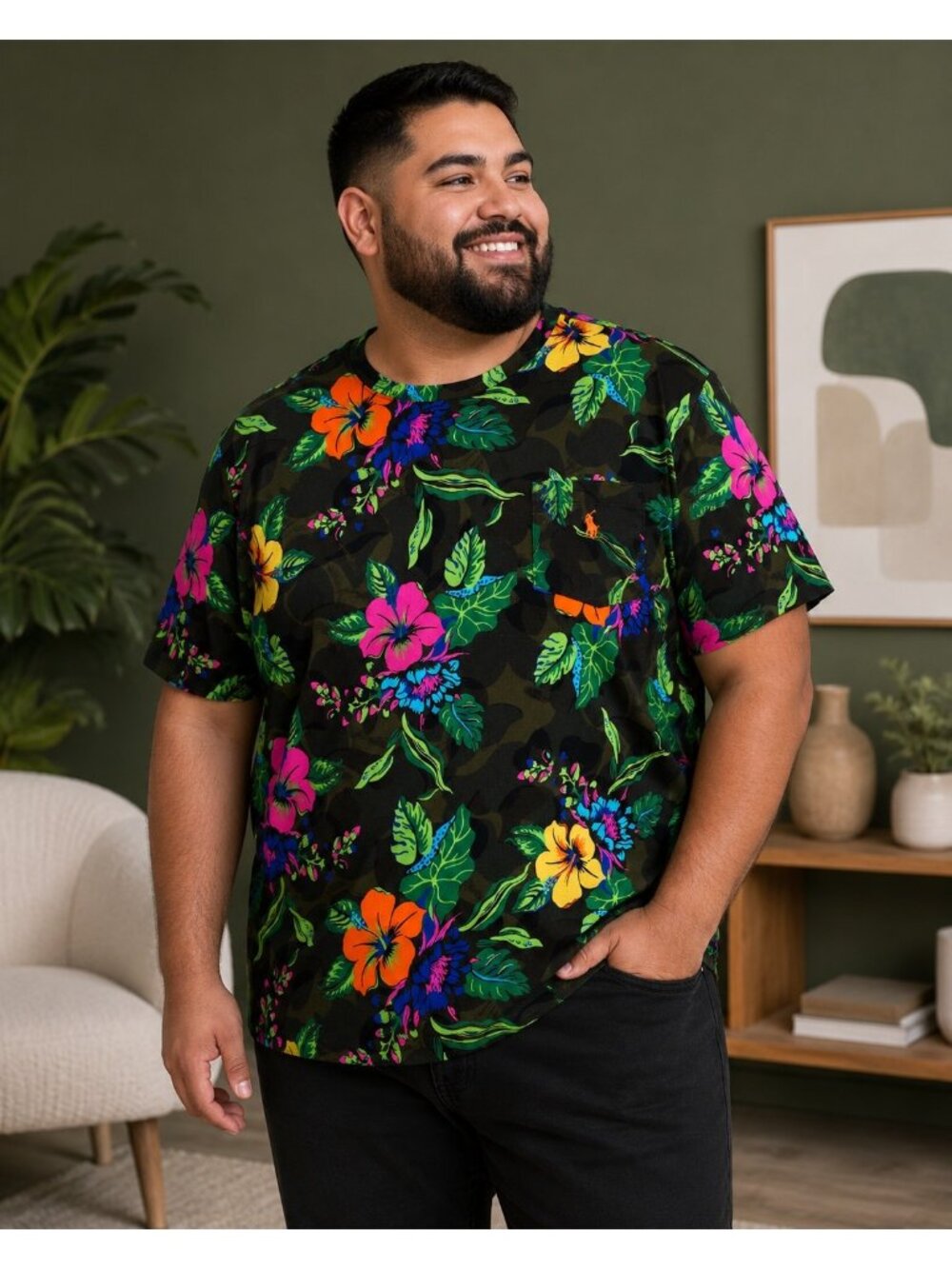 Ralph Lauren Polo Big & Tall Floral Camouflage T Shirt 2XB Multicolor